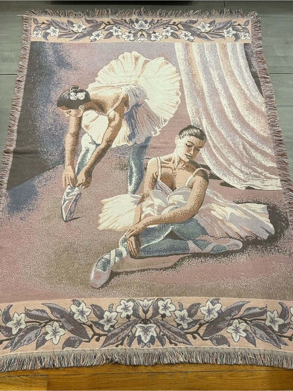 Vintage Goodwin Weavers Ballerina Ballet Tapestry Throw Blanket 44x64 USA